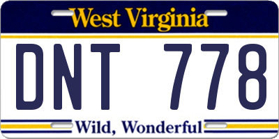 WV license plate DNT778