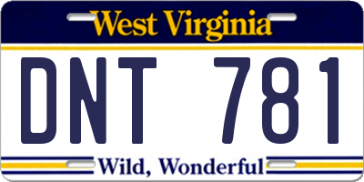 WV license plate DNT781