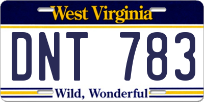 WV license plate DNT783