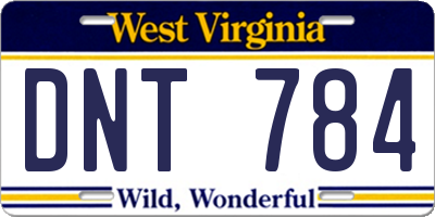 WV license plate DNT784