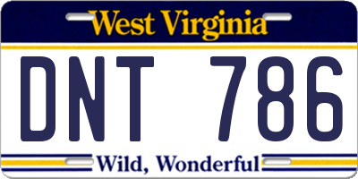 WV license plate DNT786