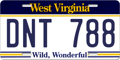 WV license plate DNT788