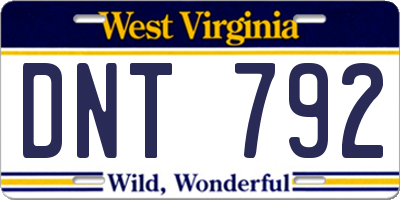 WV license plate DNT792