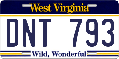 WV license plate DNT793