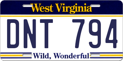 WV license plate DNT794