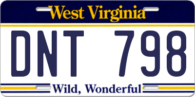 WV license plate DNT798