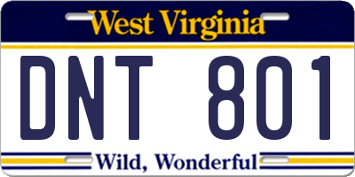 WV license plate DNT801
