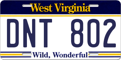 WV license plate DNT802