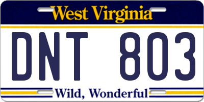 WV license plate DNT803