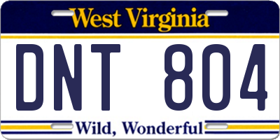 WV license plate DNT804
