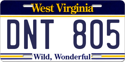 WV license plate DNT805