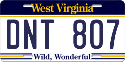 WV license plate DNT807