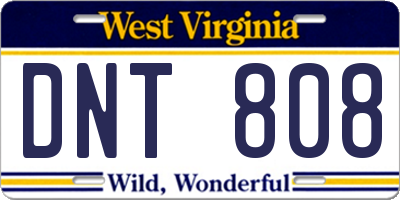 WV license plate DNT808