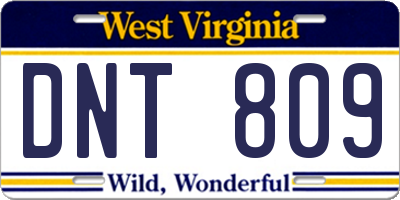 WV license plate DNT809