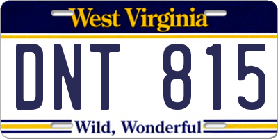 WV license plate DNT815