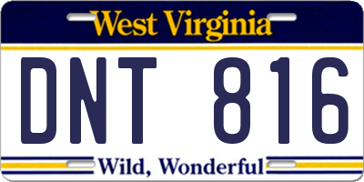 WV license plate DNT816