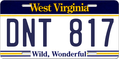 WV license plate DNT817