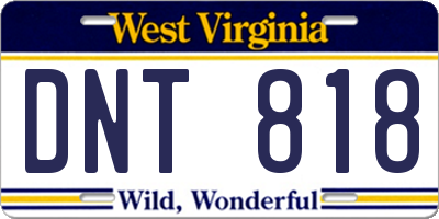 WV license plate DNT818