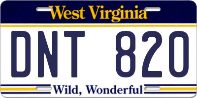 WV license plate DNT820