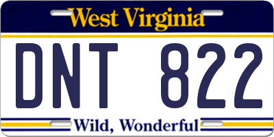 WV license plate DNT822