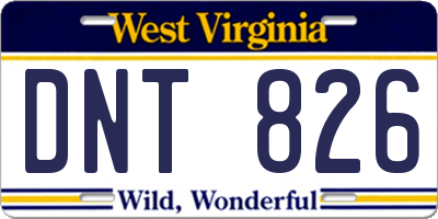 WV license plate DNT826