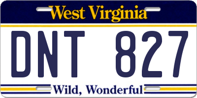 WV license plate DNT827