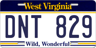 WV license plate DNT829