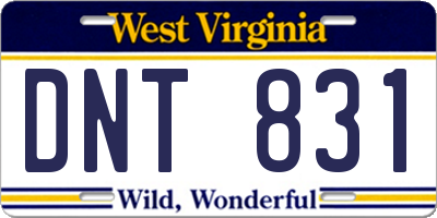 WV license plate DNT831