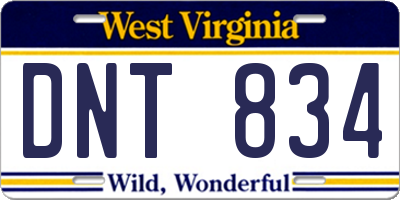 WV license plate DNT834