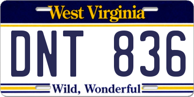 WV license plate DNT836
