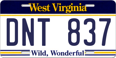 WV license plate DNT837