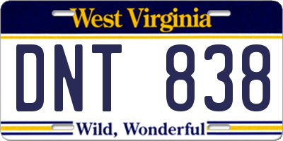 WV license plate DNT838
