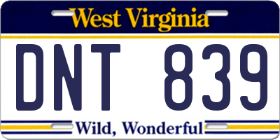 WV license plate DNT839