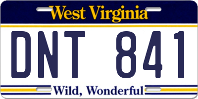WV license plate DNT841