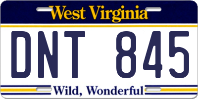 WV license plate DNT845