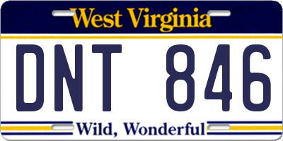 WV license plate DNT846