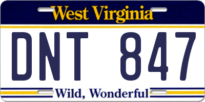 WV license plate DNT847