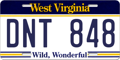 WV license plate DNT848