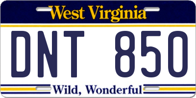 WV license plate DNT850