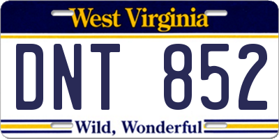 WV license plate DNT852