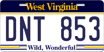 WV license plate DNT853