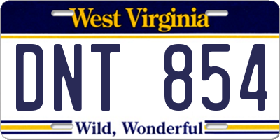 WV license plate DNT854