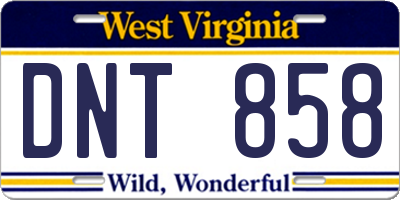 WV license plate DNT858