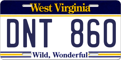 WV license plate DNT860