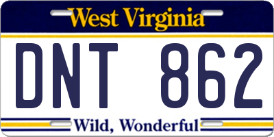 WV license plate DNT862