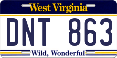 WV license plate DNT863