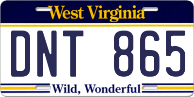 WV license plate DNT865