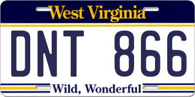 WV license plate DNT866