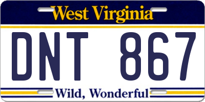 WV license plate DNT867