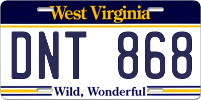 WV license plate DNT868